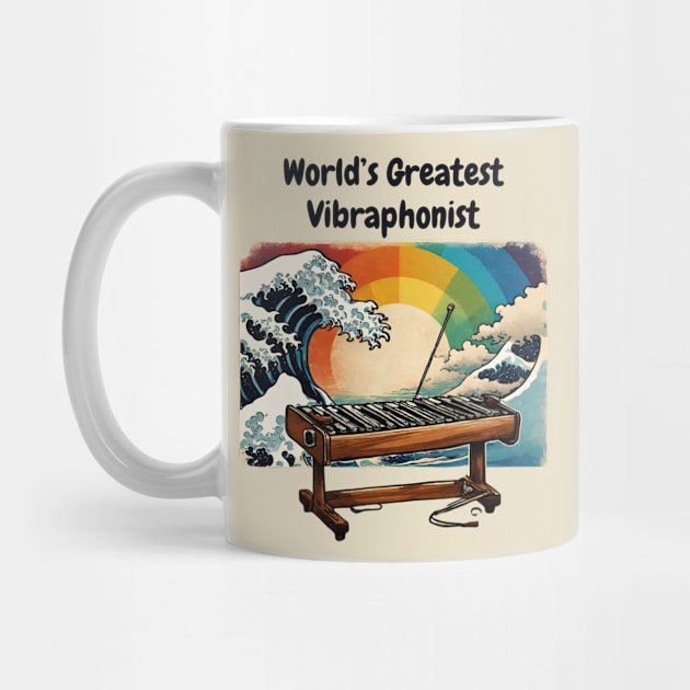 World's Greatest Vibraphonist Playing Vibraphone Vintage Retro The Great Wave by Mochabonk